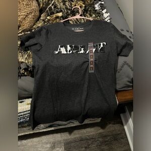 womens cow print ariat logo tee